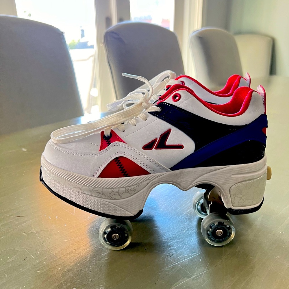 Retractable Roller Skates Outdoor Shoes Sneakers ,size 35